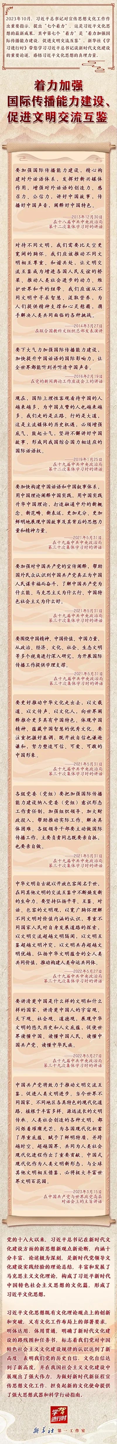 主題教育·微課堂 | 領(lǐng)悟習(xí)近平文化思想系列之七：著力加強(qiáng)國(guó)際傳播能力建設(shè)、促進(jìn)文明交流互鑒